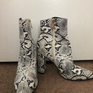 HOT KISS faux snake skin ankle boots